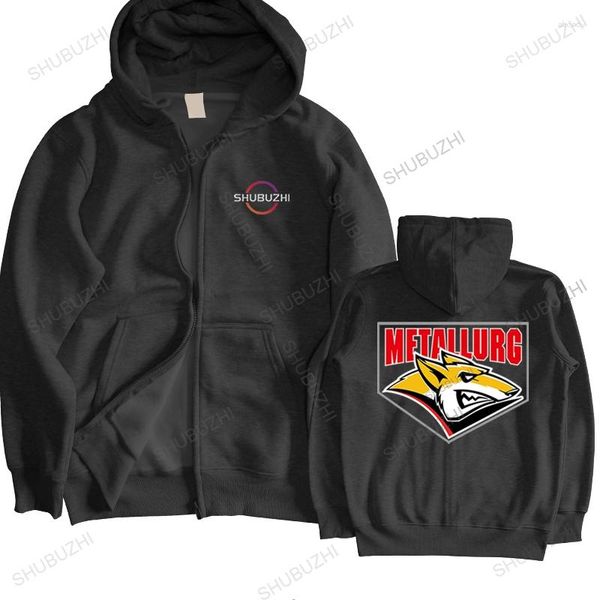 Herren Hoodies Warme Männer Baumwolle Sweatshirt Metallurg Magnitogorsk KHL Russische Professionelle Hockey Dunkelblau Marke Winter Hoody Zipper