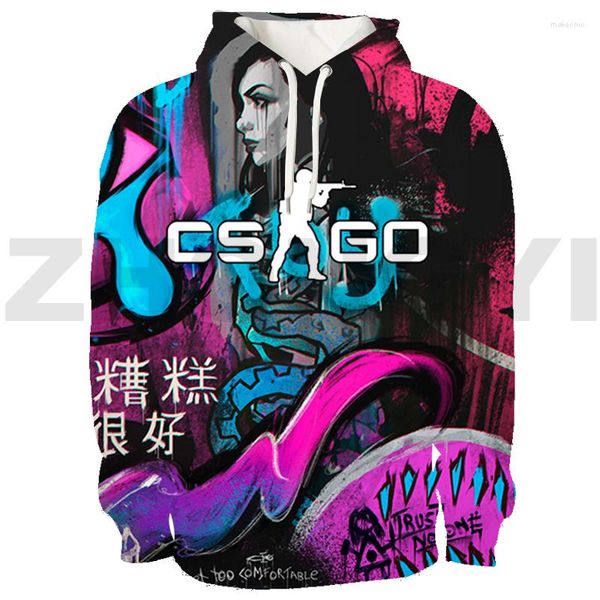 Erkek Hoodies Atış Oyunu CS GO 3D HOODIE Moda Sıradan Gevşek Kakiller Adam Sweatshirt CSGO Basılı Çift Giysiler Takip