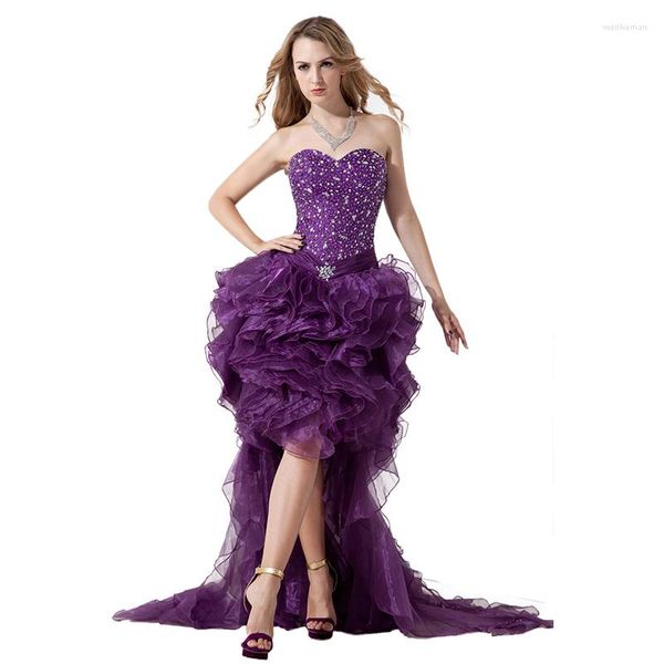 Partykleider, unregelmäßiges Abendkleid, Perlenspitze, ärmellos, Röhrenoberteil, offener Rücken vorne, kurz, lang, eng, sexy, schmale Passform, elegante Damen