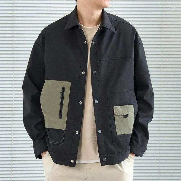 Männer Jacken Windschutz Baseball Mantel Frühling Herbst Koreanische Mode Patchwork Farbe Kurze Top Jacke Trend Bomber Männer Kleidung