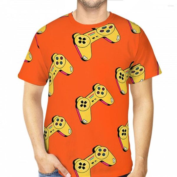 Camisetas masculinas fofas para console de jogos camiseta de poliéster com impressão 3D controlador de jogo camiseta masculina de manga curta camiseta oversized streetwear