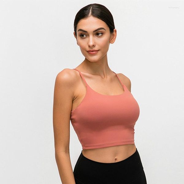 Camicie attive Reggiseni fitness imbottiti ad asciugatura rapida Crop Top Donna Gilet solido in nylon Yoga Allenamento sportivo con imbottiture rimovibili