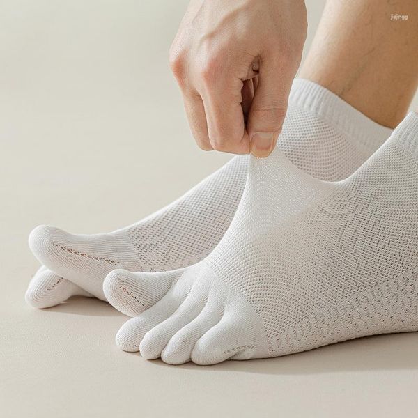 Herrensocken, solides Netz, atmungsaktiv, fünf Finger, für den Sommer, dünn, kurz, Knöchel, geteilter Zehenbereich, Fußmassage, Baumwolle