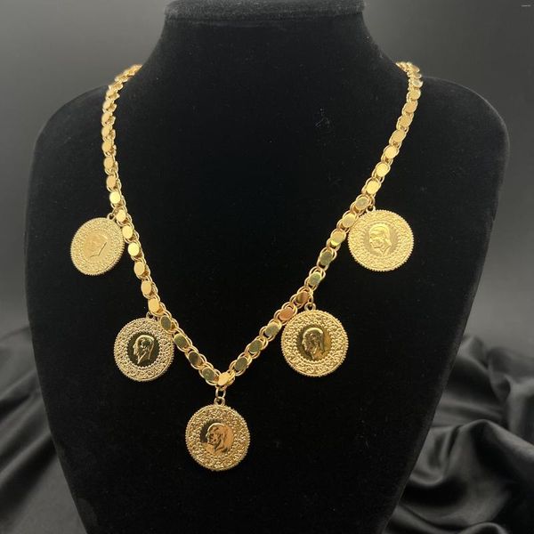 Anhänger Halsketten MANDI Fabrikpreis Türkische Münzhalskette 18 Karat vergoldet Nicht verblassende reine handgefertigte Schmuckkette für Frauen