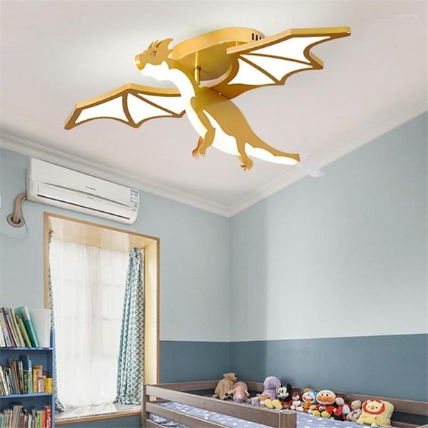 Luminárias de teto dragão cuspidor de fogo crianças quarto lâmpada quarto menino desenho animado moderno vivendo lâmpadas led