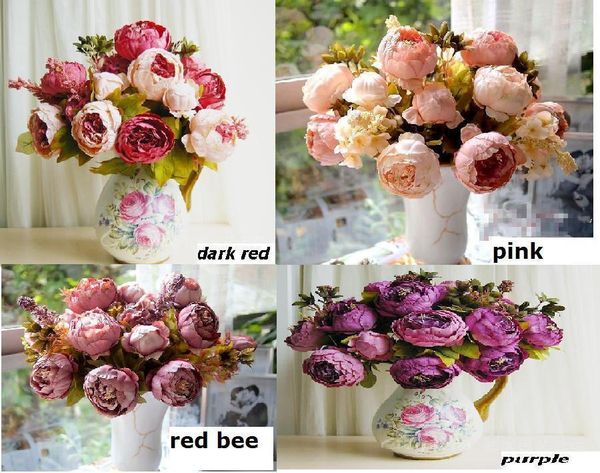 Fiori decorativi 8 teste 1 boutique seta artificiale peonia rosa decorazione domestica festival festa fiore regalo di nozze FLOWER-2301173