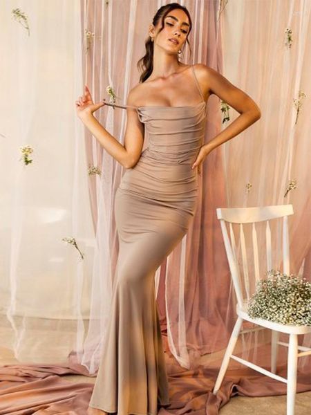 Повседневные платья элегантные для женщин миндальное платье Maxi Draped Night Party Bodycon Sexylless с рыбой