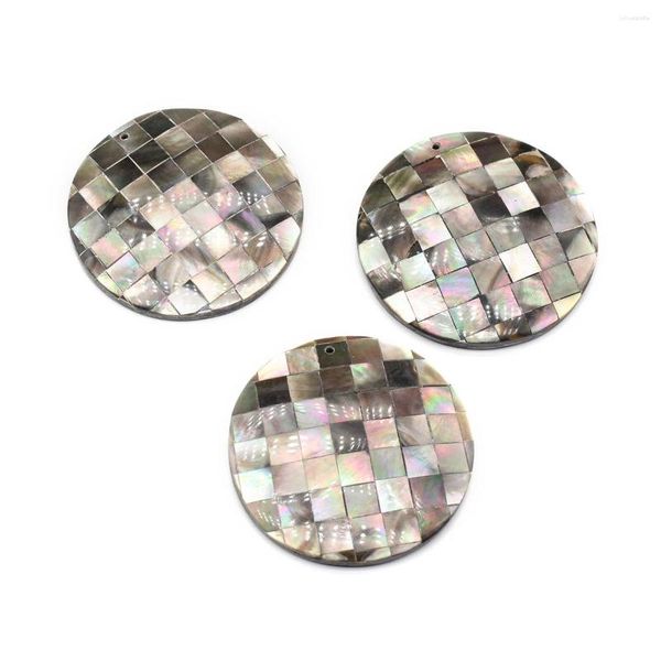 Anhänger Halsketten Natürliche Abalone Jakobsmuscheln Muschel Spleißen Schwarz Runde Form Exquisite Charms Für Schmuck Machen Diy Halskette Zubehör