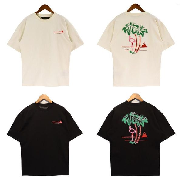 Camisetas masculinas 23SSAngels Letter Logo T-shirt de manga curta Casal feminino Casual Coco Tree Printing TShirts Fashion Trend High