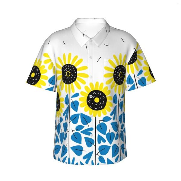 Casual herenoverhemden Sunflower Harvest Mens Hawaiian Short Sleeve Button Down Beach Tropical Floral