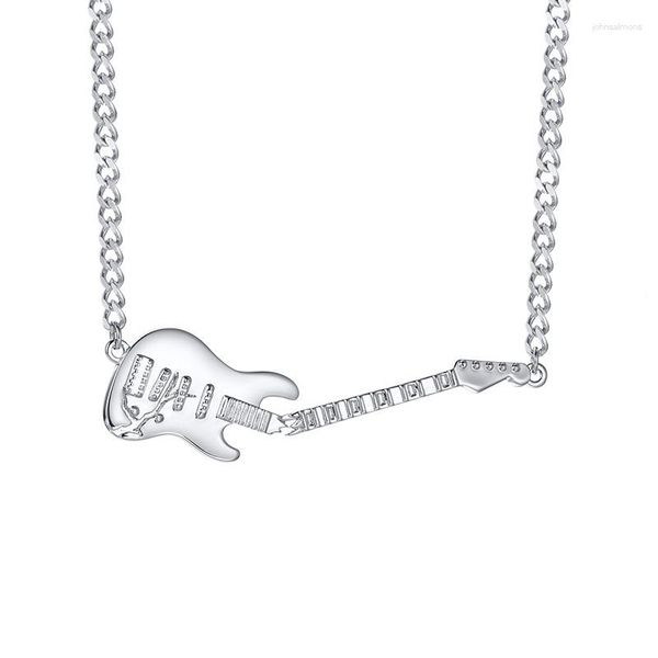 Anhänger Halsketten Charms Gitarre Halskette Für Frauen Teenager Mädchen Verstellbare Kette Link Edelstahl Liebe Musik Hiphop Schmuck