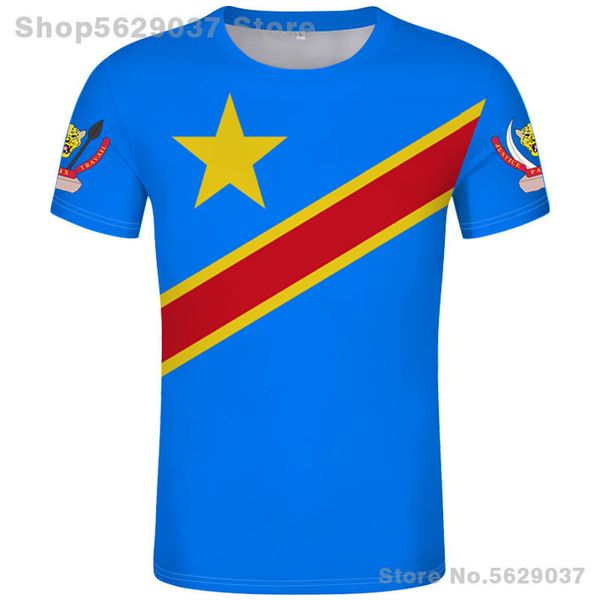 Erkek Tişörtleri Zaire T Shirt DIY Ücretsiz Özel Yapım İsim Numarası Zar T-Shirt Nation Flag Za Kongo Ülke Fransız Cumhuriyeti Metin Baskı Po Kıyafetleri 230728