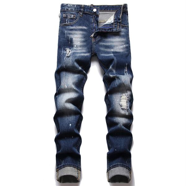 Tasarımcı Kot pantolon erkek denim yırtık moda delikleri pantolon bize beden hip hop sıkıntılı fermuar pantolon erkek top satmak 134222210