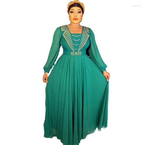 Ethnische Kleidung Dubai Afrikanische Chiffon-Kleider für Frauen Hochzeit Party Langarm Robe Muslimisches Kaftan Abaya Plus Size Boubou Abendkleid