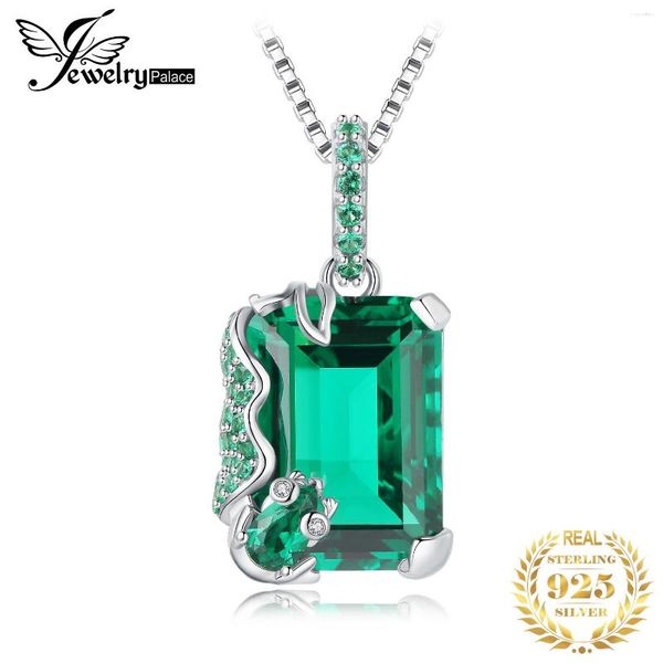 Ketten JewelryPalace Ankunft Frosch 7,6 ct Nano Russischer Simulierter Smaragd 925 Sterling Silber Anhänger Halskette Für Frau Geschenk Keine Kette