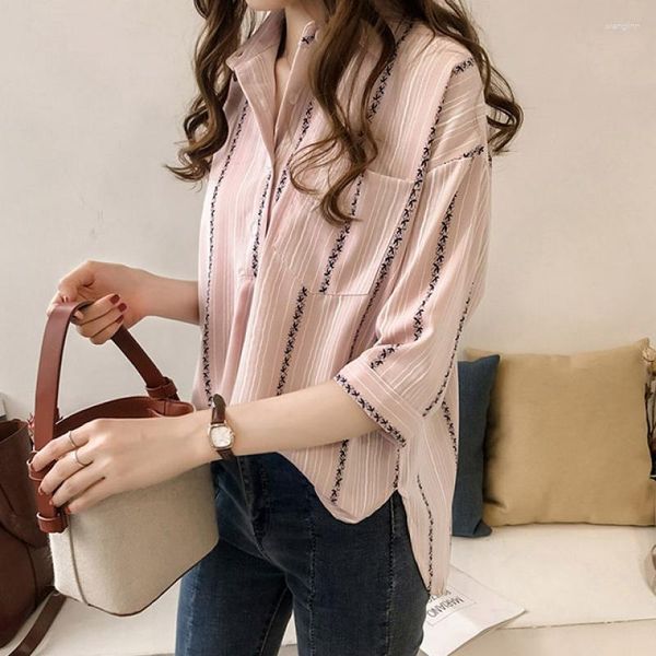 Damenblusen Leader Star Shirt Women Two-pink Overfit Bluse