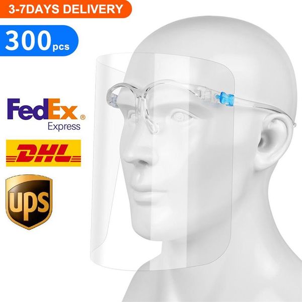 300 pçs Óculos transparentes Face Shield máscara protetora de plástico transparente antiembaçante protetor facial anti281g