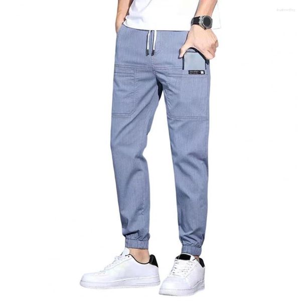 Pantaloni da uomo Uomo Cargo Multi tasche Slim Streetwear Autunno coulisse Denim