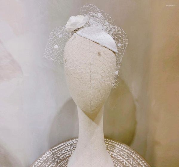 Véus de Noiva Feminino Fascinador Noivas Véu Gaiola Acessórios de Cabelo para Casamento Flores Vintage Mesh Blush Face Party Prom Headwear