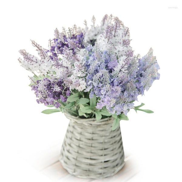 Flores decorativas 10 Cabeças Flor Artificial Lavanda Planta Falsa Casamento Casa Jardim Decoração Buquê de Noiva Pografia Produtos Domésticos