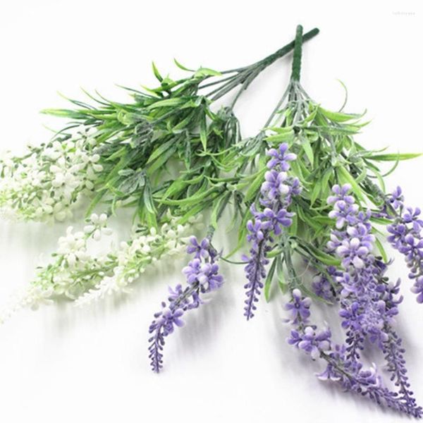 Flores decorativas Flores artificiais de lavanda Jardim Buquê de casamento falso Festival de plástico Faça você mesmo Enfeites para casa