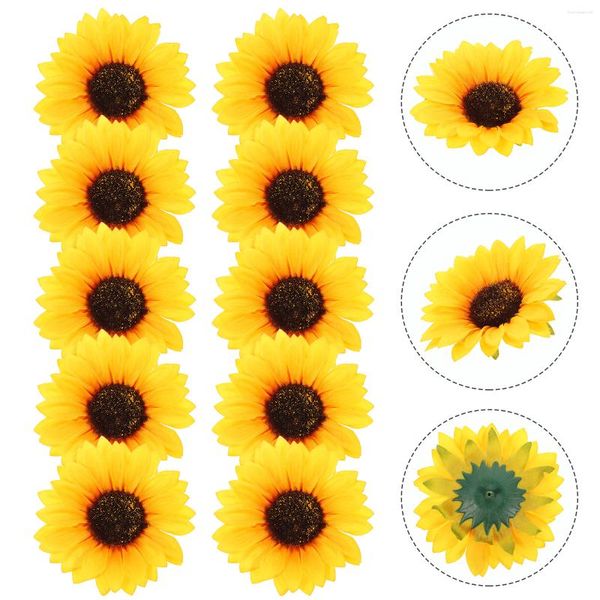 Fiori decorativi 10 pezzi Patch in tessuto girasole Riparazione Cucire su applique per borse di vestiti