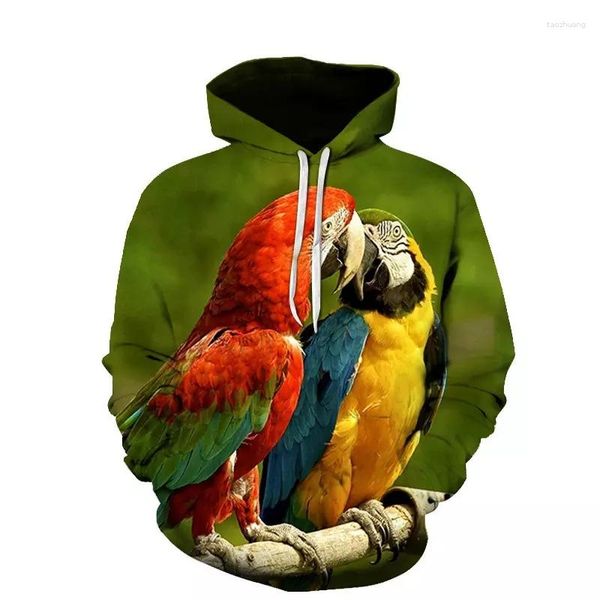 Männer Hoodies 2023 Frühling Und Herbst Mode Hoodie 3D Druck Niedlichen Papagei Muster Lose Beiläufige Straße Hip Hop Kleidung