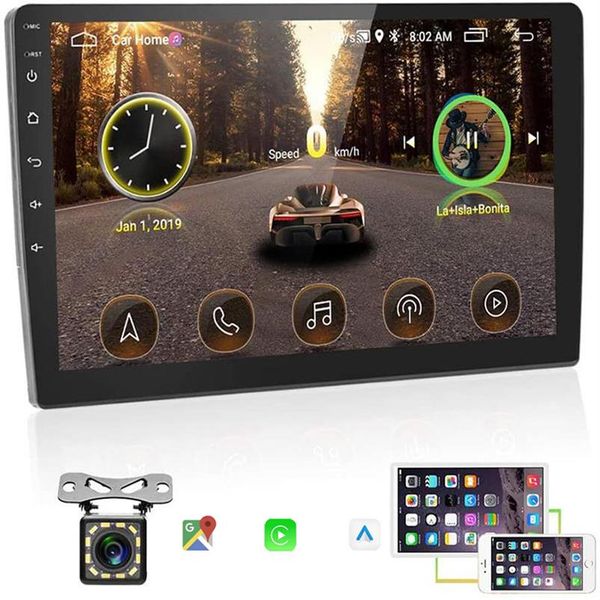 10 1 pollici Car DVD Carplay Monitor auto Android Stereo con fotocamera di backup Supporto touch screen WiFi Mirror Link Volante Cont193R