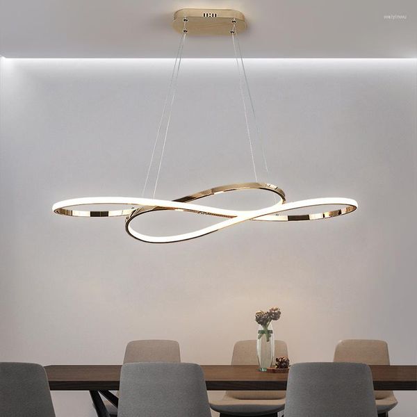 Lampade a sospensione Cromo/Placcato oro Moderne luci a led per soggiorno Sala da pranzo Cucina Bar Cafe Negozio Lampada da casa