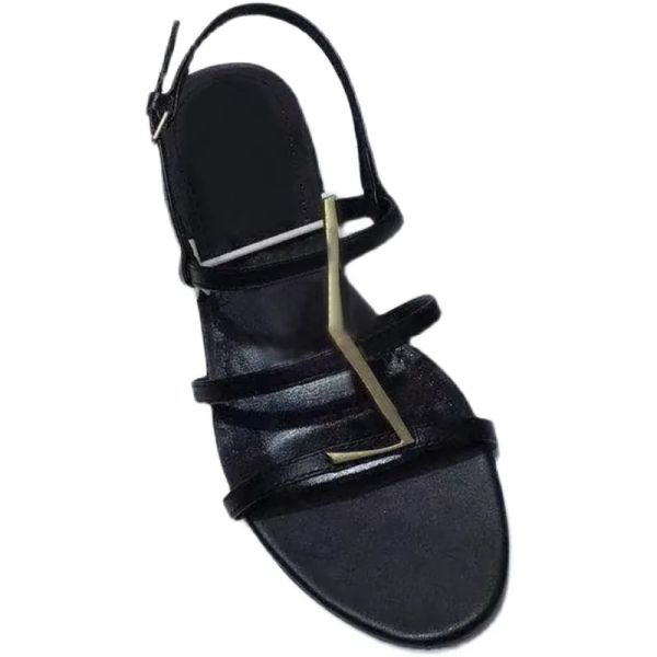 Summer Beach Sandal Designer обувь Roman Lady Lady Sandals Fashion Ladies Ladies Ladies Loafers Metal Butte Sexy Banquet Women Shoes большой размер 35-41 US4 = US10 с B