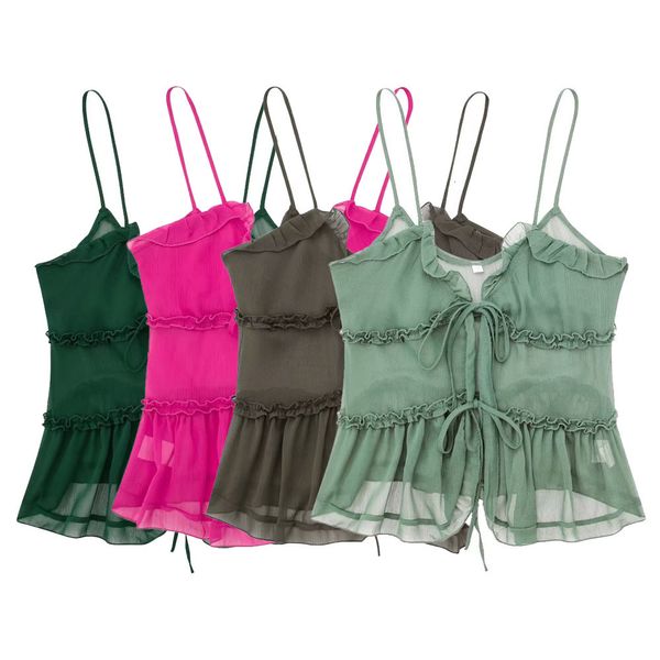 Damen-Tanks, Camis, Frühherbstmode, Damenbekleidung, Temperament, Mädchen, Allmatch, V-Ausschnitt, Hosenträger, durchscheinende, geschichtete, dekorative Oberteile 230728