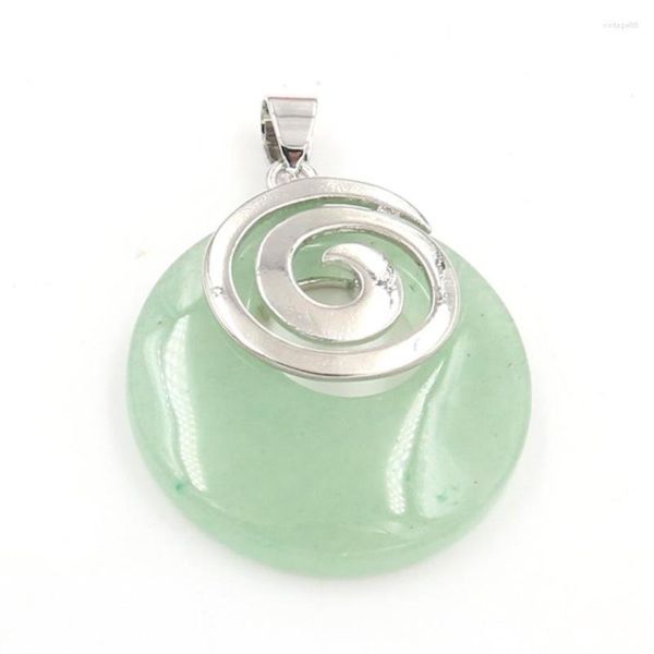 Collane con ciondolo Avventurina verde Placcato argento Spirale Rotonda Cavità Ametiste Gioielli di moda in pietra