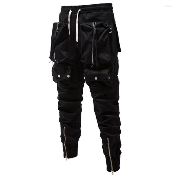 Pantaloni da uomo ARENS Techwear Fashion Punk Tasche con cerniera Cargo Joggers Uomo Pantaloni hip-hop streetwear neri