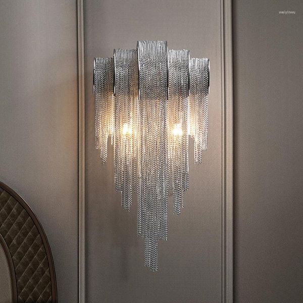 Lampade da parete Room Decor Led Art Lampadario Lampada a sospensione Light Post Modern Crystal Bead Personalità creativa Grande scala della villa americana