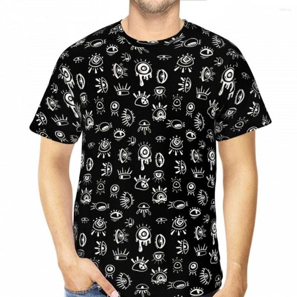 Camisetas masculinas com padrão de olhos Camisetas Crazy Eyes Impressão 3D Respirável Manga curta Poliéster Harajuku Tops Streetwear