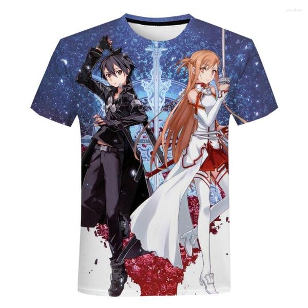 Camisetas Masculinas Sword Art Online T-Shirts Anime Impressão 3D Streetwear Mulheres Homens Moda Casual Camisas Grandes Harajuku Crianças T-shirts Tops Vestuário