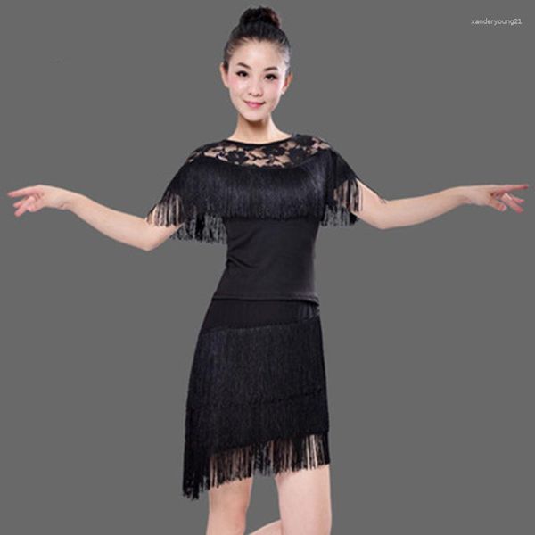 Stage Wear Fringe Vestito da ballo latino Donna Tango Salsa Rumba Costumi moderni Great Gatsby 1920 Flapper Vintage Party