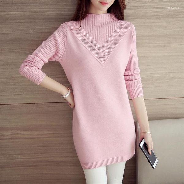 Kadın Sweaters Trikolar Kadın Sweater Mujer Altaklar Sonbahar Uzun Saf Renk Çizilmemiş Üst giysi