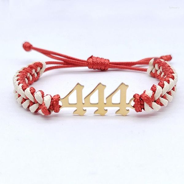 Braccialetti con ciondoli Moda Bracciale con numero fortunato per donna Uomo Coppia Corda tessuta fatta a mano Regolabile 444 777 Regalo gioielli in acciaio inossidabile