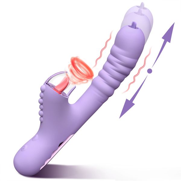 Vibratoren AAV 4 in 1 Stoßdildo-Vibrator 9,5 Zoll Kaninchenvibrator Klitoris saugen G-Punkt-Klitoris-Stimulator Sexspielzeug für Frauen Sexshop 230728