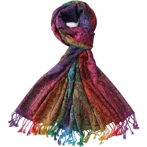 Sciarpe Colorate Paisley Pashmina Sciarpa di Seta Scialle Stola Foulard Collo Usura Tessuto Jacquard Per Donna Donna Con Nappa 70x180cm 200g 230729