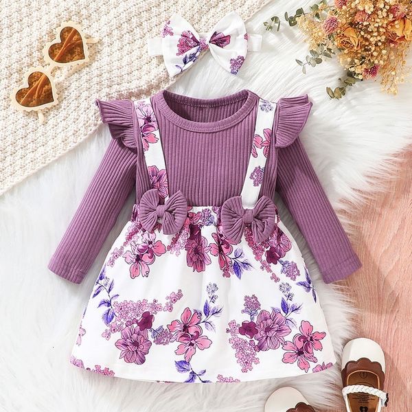 Mädchenkleider Kleid für Kinder 3 Monate Jahre alt Geburtstagsstil Mode Langarm Niedliche Blumenprinzessin Formal OOTD Baby Mädchen 230728