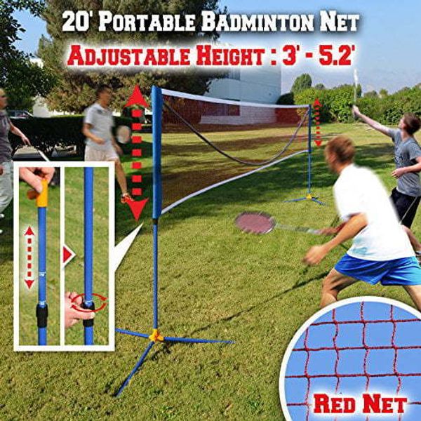 Conjuntos de Badminton Net Voleibol Tênis portátil com Suporte para Esporte Familiar 20x25' 230728