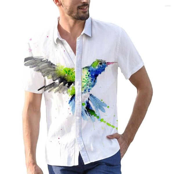 Männer Casual Shirts 2023 Sommer Europa Und Die Vereinigten Staaten Grenzüberschreitende Digital Gedruckt Tier Serie Vogel Muster Junge Hemd