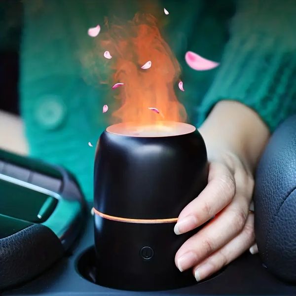 Diffusore Per Auto, Deodoranti Per Auto Per Oli Essenziali USB Umidificatore Per Auto Diffusori Per Aromaterapia Nebbia Fredda Portatile Con 7 Luci Di Fiamma A Colori Per Auto Casa Ufficio Camera Da Letto