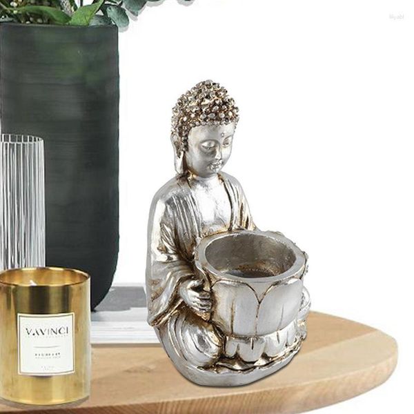 Castiçais Estátua de Buda Suporte de luz de chá Resina Tealight Castiçais de oração Velas votivas Meditação Rezar Decoração