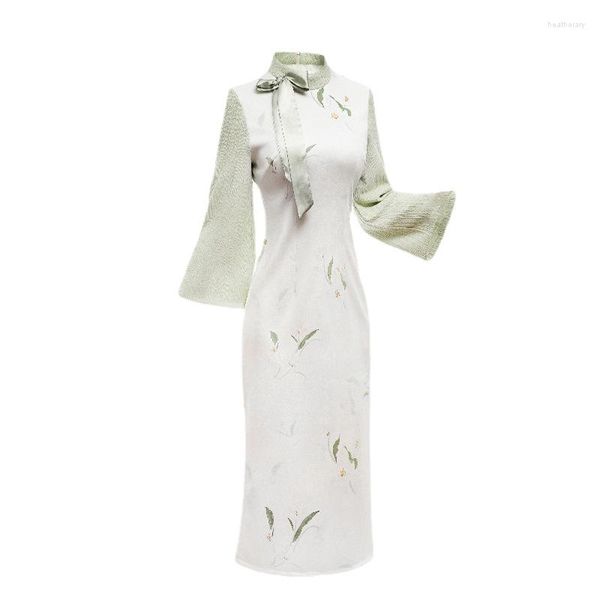 Vestuário étnico camurça Cheongsam para mulheres jovens pequeno e fresco temperamento estilo nacional estampado vestido modificado primavera 2023 chinês