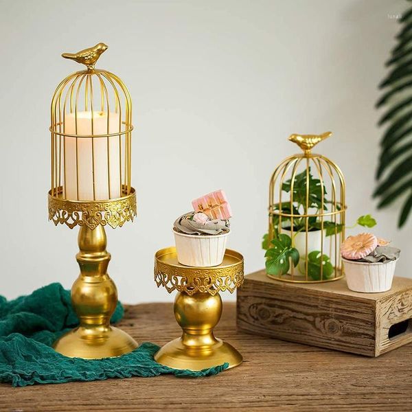 Castiçais vintage gaiola castiçal casamento decorações românticas estilo americano mesa de jantar enfeites de jantar à luz de velas