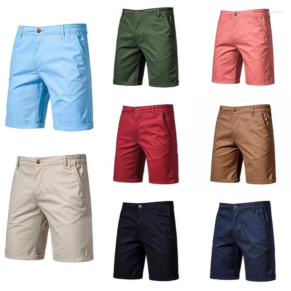 Pantaloncini da uomo FSSMER Cotton Solid Mens Casual Business Straight Slim Beach Half Pants Cargo