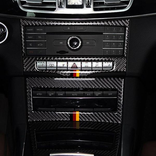 Carro controle central ar condicionado cd painel decoração capa guarnição fibra de carbono para mercedes benz classe e w212 2014-15201s